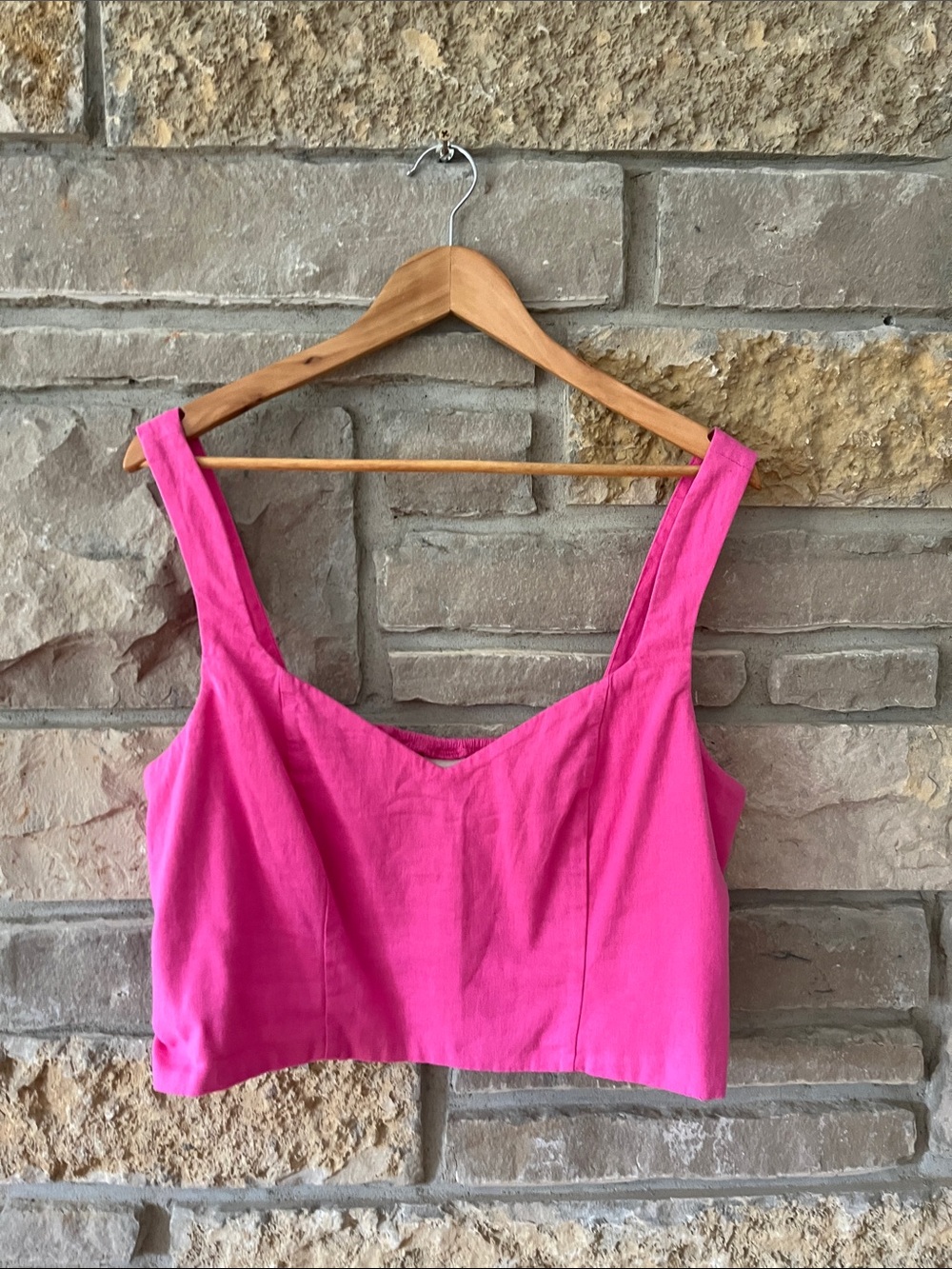 A new day hot pink crop top with adjustable straps size large